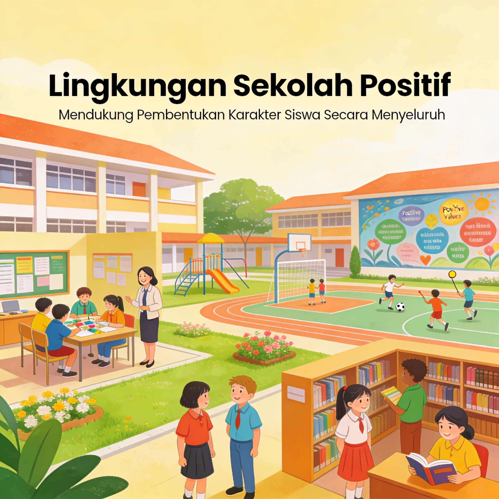 Guru mengajar siswa di kelas dengan suasana positif
                        dan kondusif untuk belajar